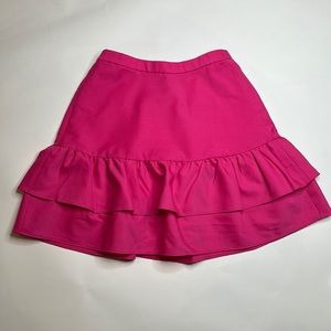 NWT JCrew elastic waist ruffle skirt in Barbie pink! Size 2